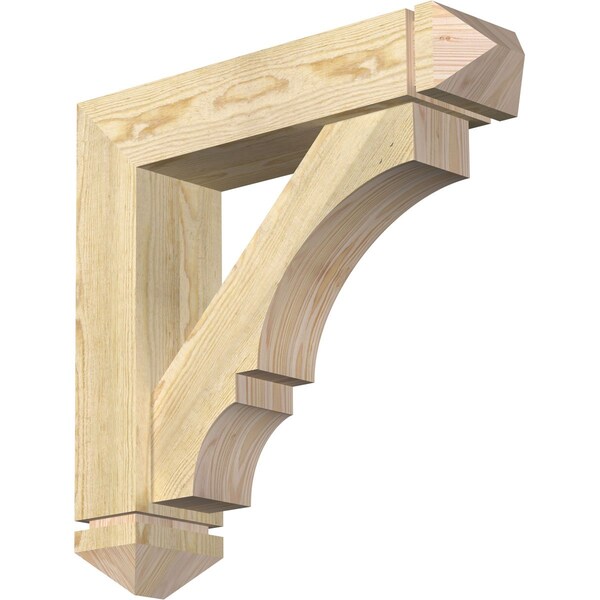 Ekena Millwork Balboa Arts and Crafts Rough Sawn Bracket w/ Offset Brace, Douglas Fir, 6"W x 24"D x 24"H BKT0604X24X24BOA03RDF - main